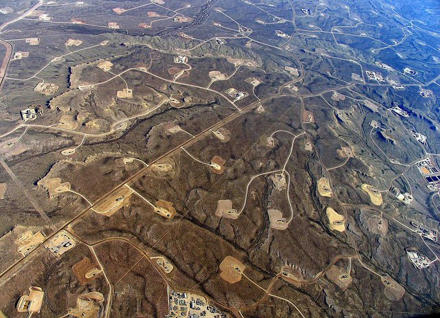 Fracking well pads in North America